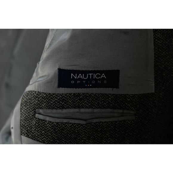 Nautica Options Gray Charcoal Black Blazer Herringbone Sport Coat Jacket 42R - Picture 7 of 7